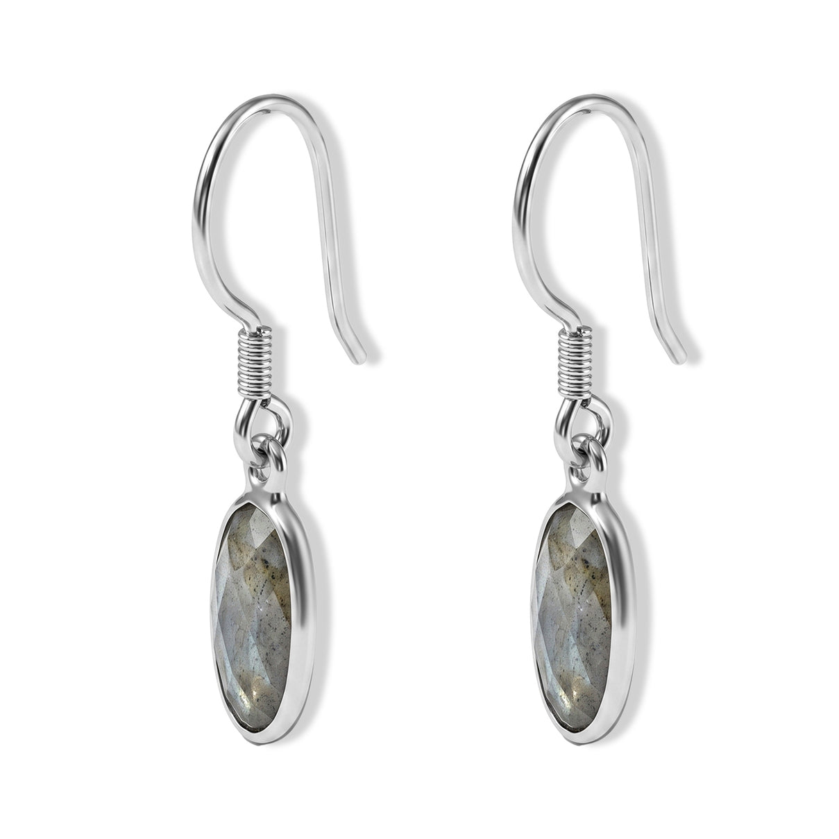 Labradorite Solitaire Earring with Hook in Sterling Silver 4.30 Ct. 8620860 3