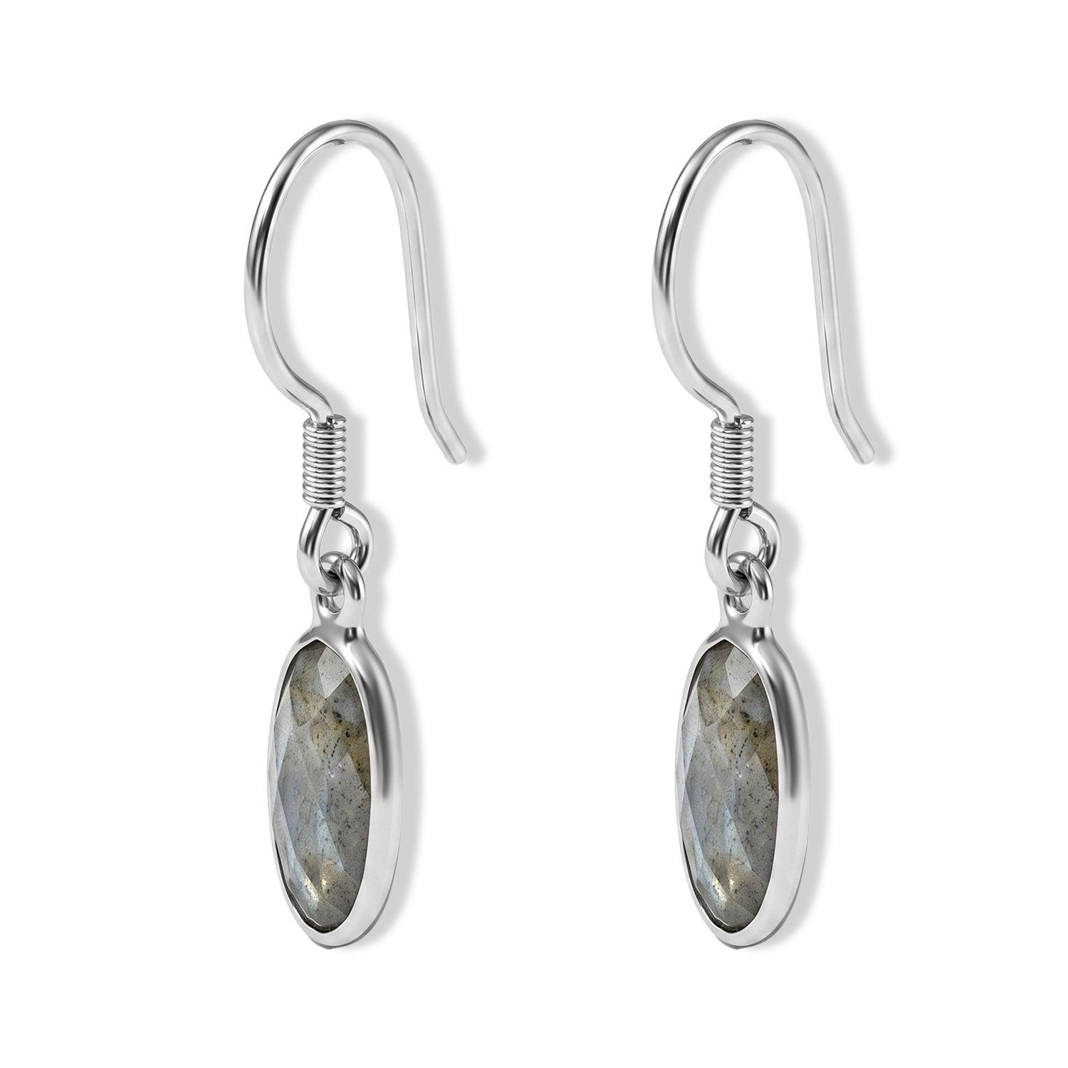 Labradorite Solitaire Earring with Hook in Sterling Silver 4.30 Ct. 8620860 3
