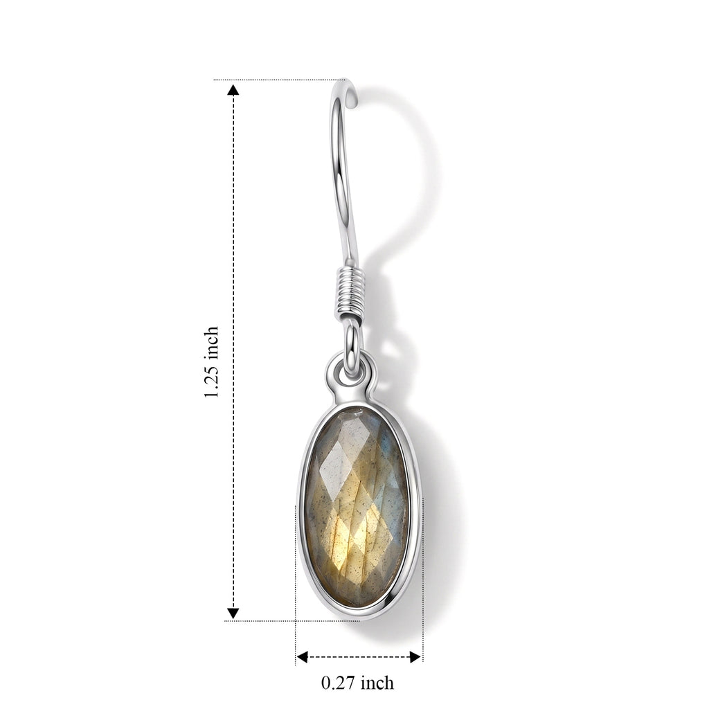 Labradorite Solitaire Lever Back Earring Sterling Silver  4.300  Ct._8620860_4
