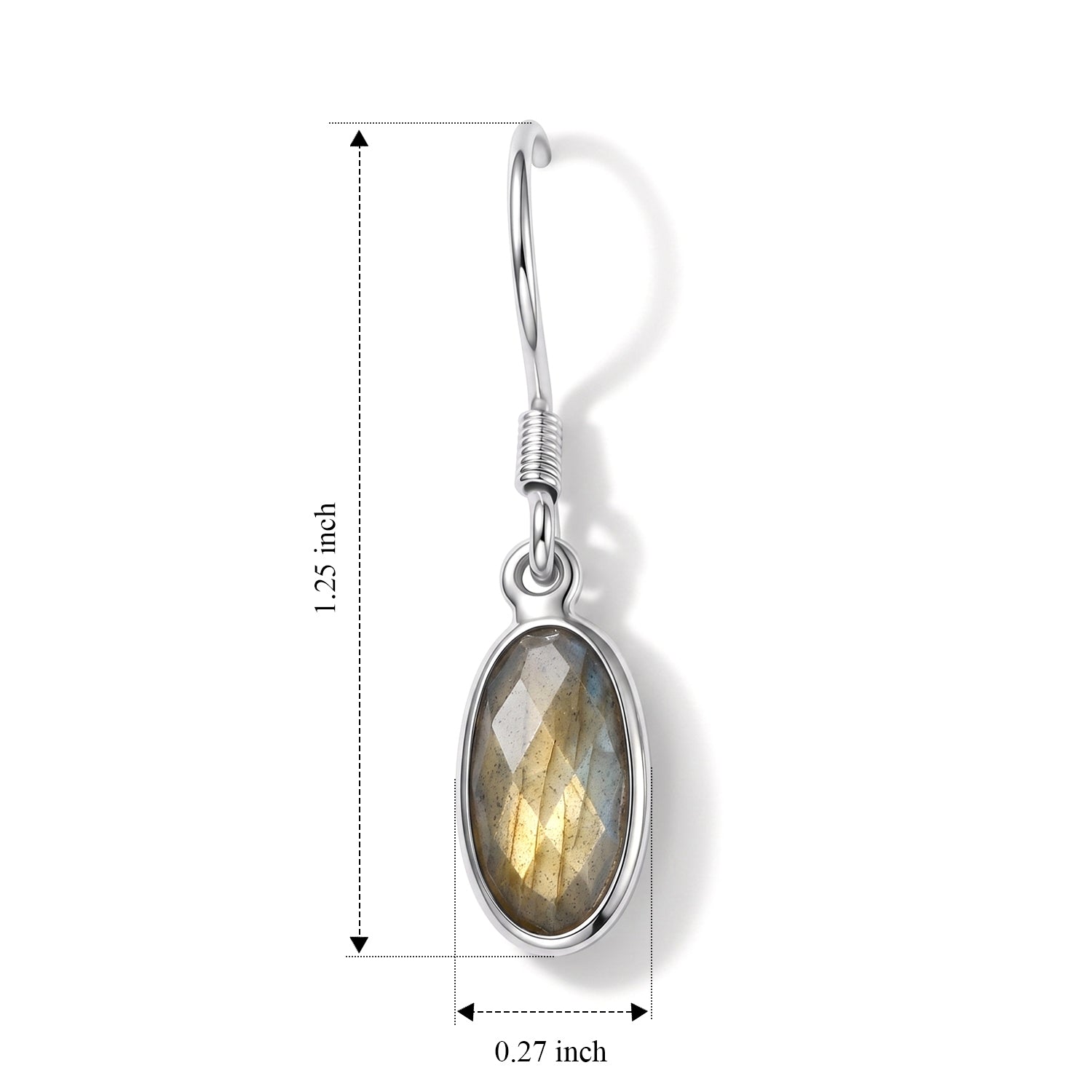 Labradorite Solitaire Earring with Hook in Sterling Silver 4.30 Ct. 8620860 4