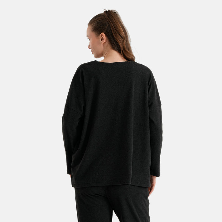 La Marey Luxe Drape V-Neck Top Black S/M (8-14) 8620875 2