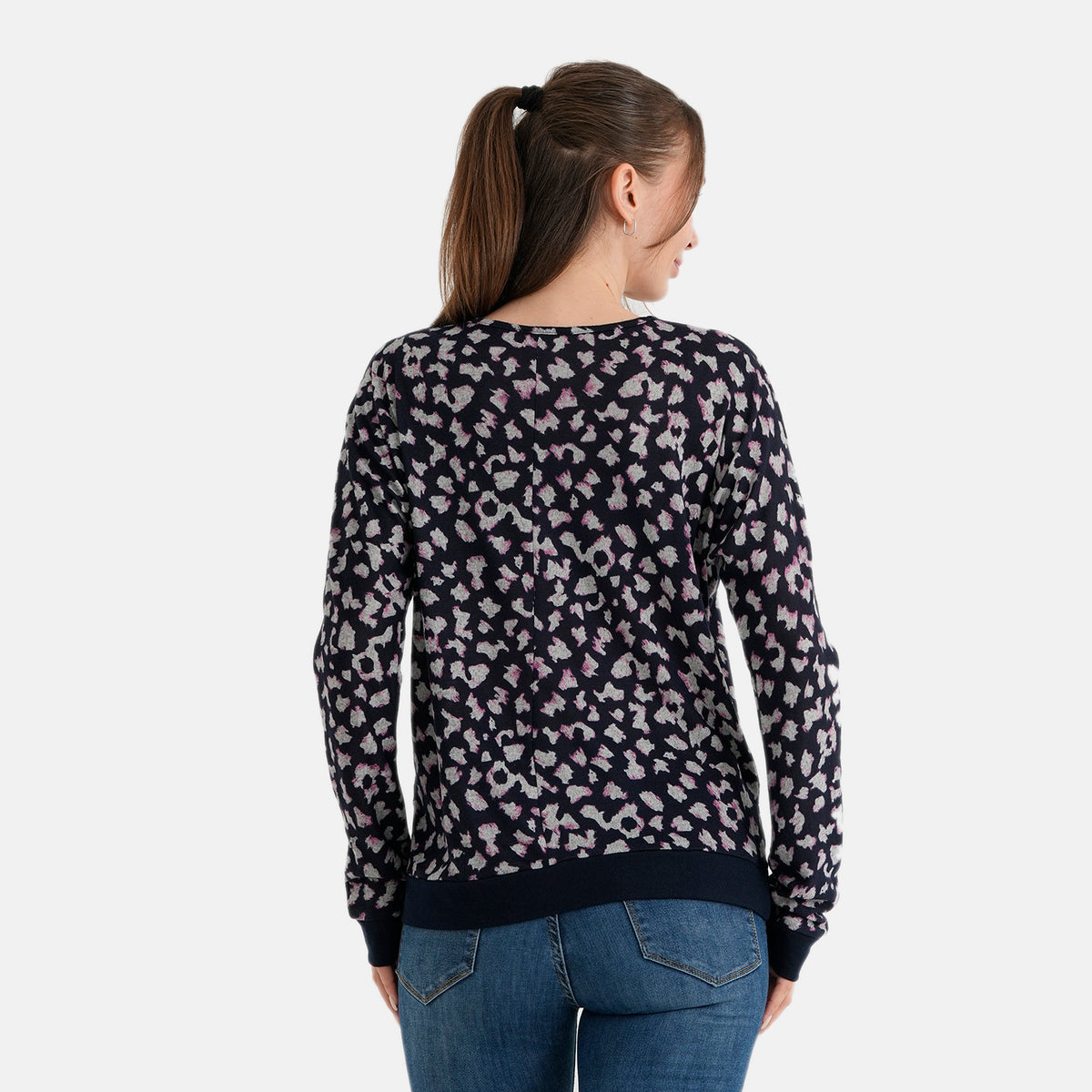 La Marey Womens Brushed Knit Printed Long Sleeve Top (Size S-M, 8-14) - Navy Blue &amp; Pink 8620930 2