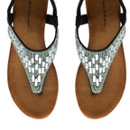 Dunlop Womens Abigail Toe Post Wedge Sandals With Elasticated Ankle Strap (Size 5) - Black_8621071_1