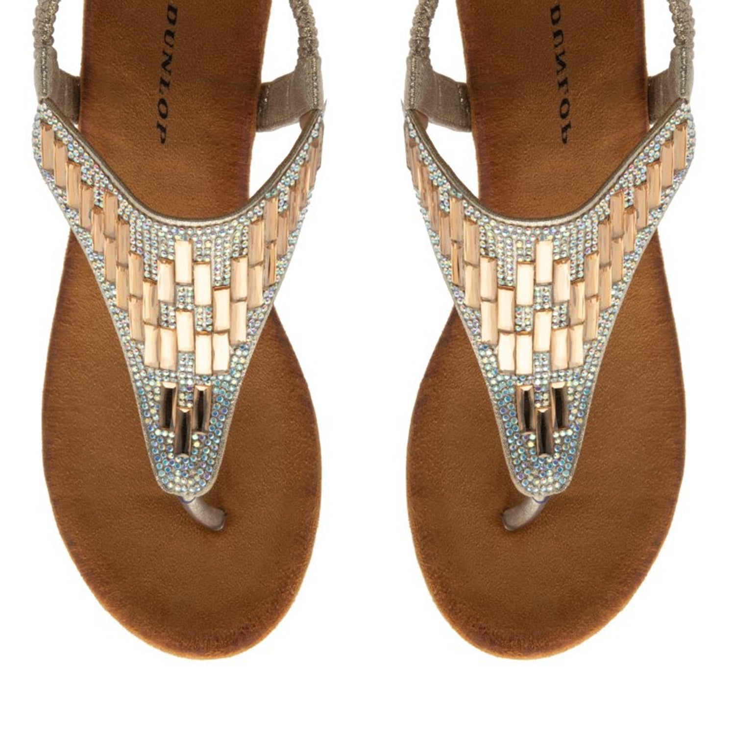 Dunlop Womens Abigail Toe Post Wedge Sandals With Elasticated Ankle Strap (Size 3) - Light Gold V32538164 2