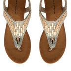 Dunlop Womens Abigail Toe Post Wedge Sandals With Elasticated Ankle Strap (Size 7) - Light Gold_8621079_2