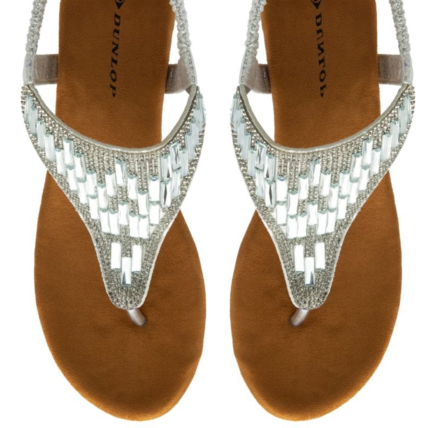 Dunlop Womens Abigail Toe Post Wedge Sandals With Elasticated Ankle Strap (Size 7) - Silver V32523312 2