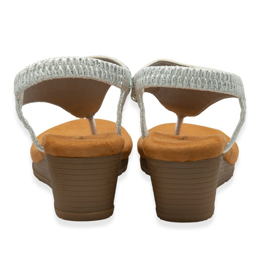 Dunlop Womens Abigail Toe Post Wedge Sandals With Elasticated Ankle Strap (Size 7) - Silver_8621085_3