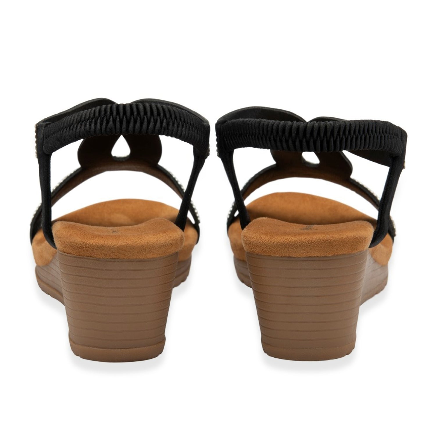 Dunlop Womens Verona Diamante T-Bar Strap Open-Toe Wedge Sandals With Elasticated Slingback (Size 6) - Black V32523306 3