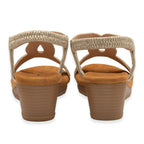 Dunlop Womens Verona Diamante T-Bar Strap Open-Toe Wedge Sandals With Elasticated Slingback (Size 7) - Light Gold_8621130_3