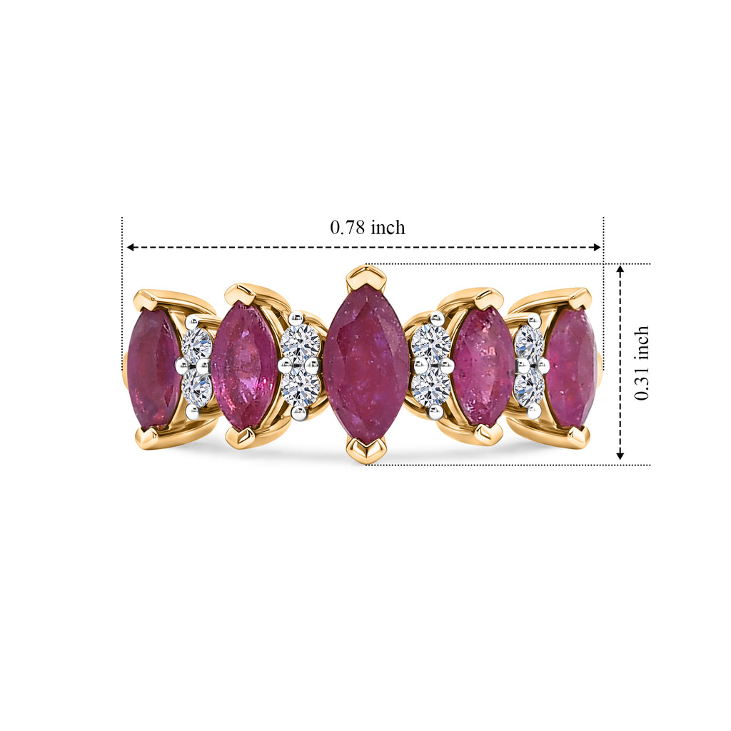 Luxuriant - African Ruby & Lab Grown Diamond (SI/G-H) Ring in Yellow Gold Plated Sterling Silver 1.30 Ct._8621384_5