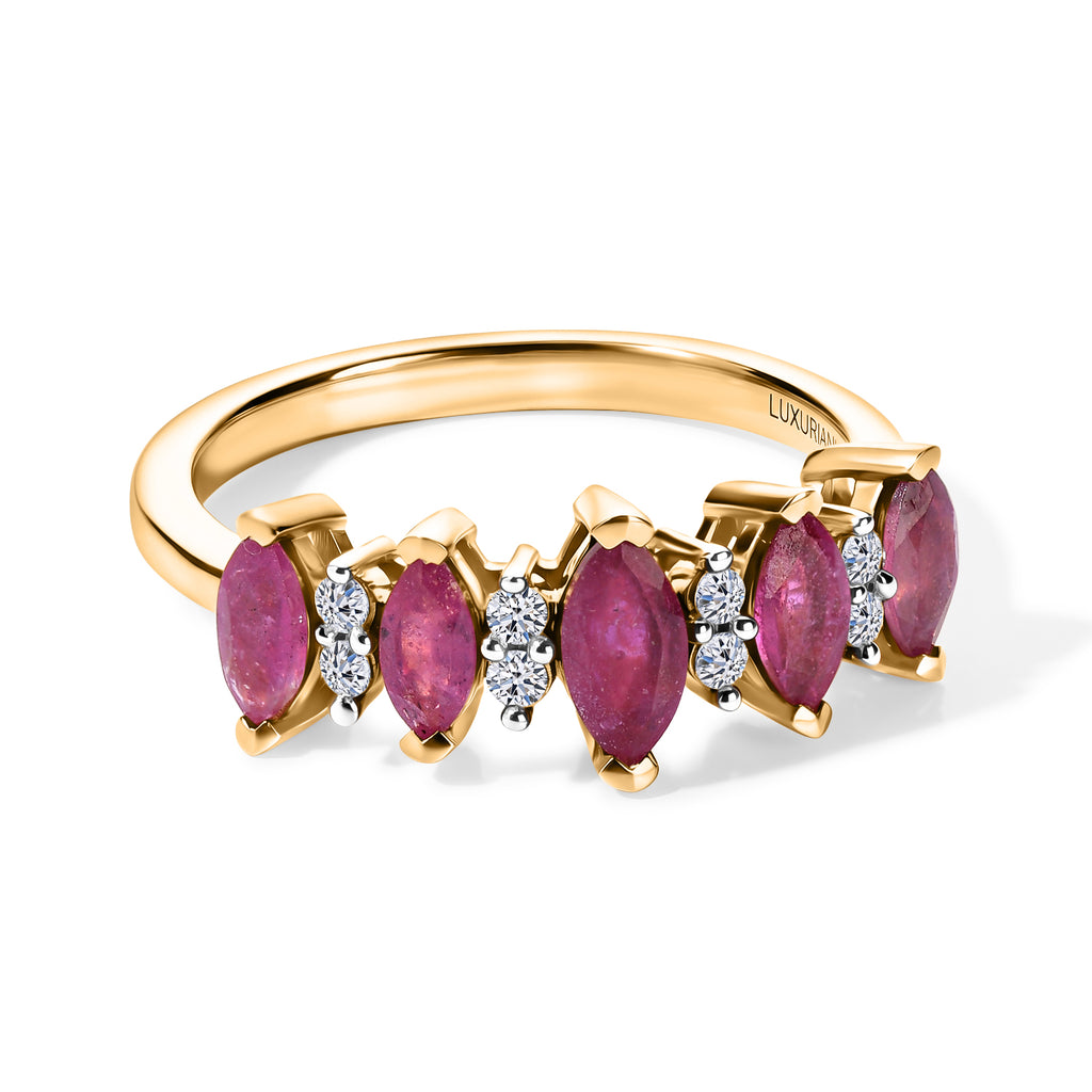 Luxuriant - African Ruby & Lab Grown Diamond (SI/G-H) Ring in Yellow Gold Plated Sterling Silver 1.30 Ct._8621389
