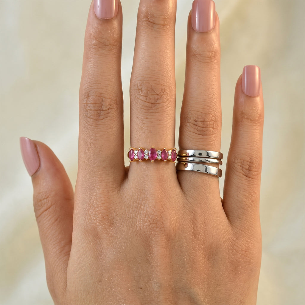 Luxuriant - African Ruby & Lab Grown Diamond (SI/G-H) Ring in Yellow Gold Plated Sterling Silver 1.30 Ct._8621389_2