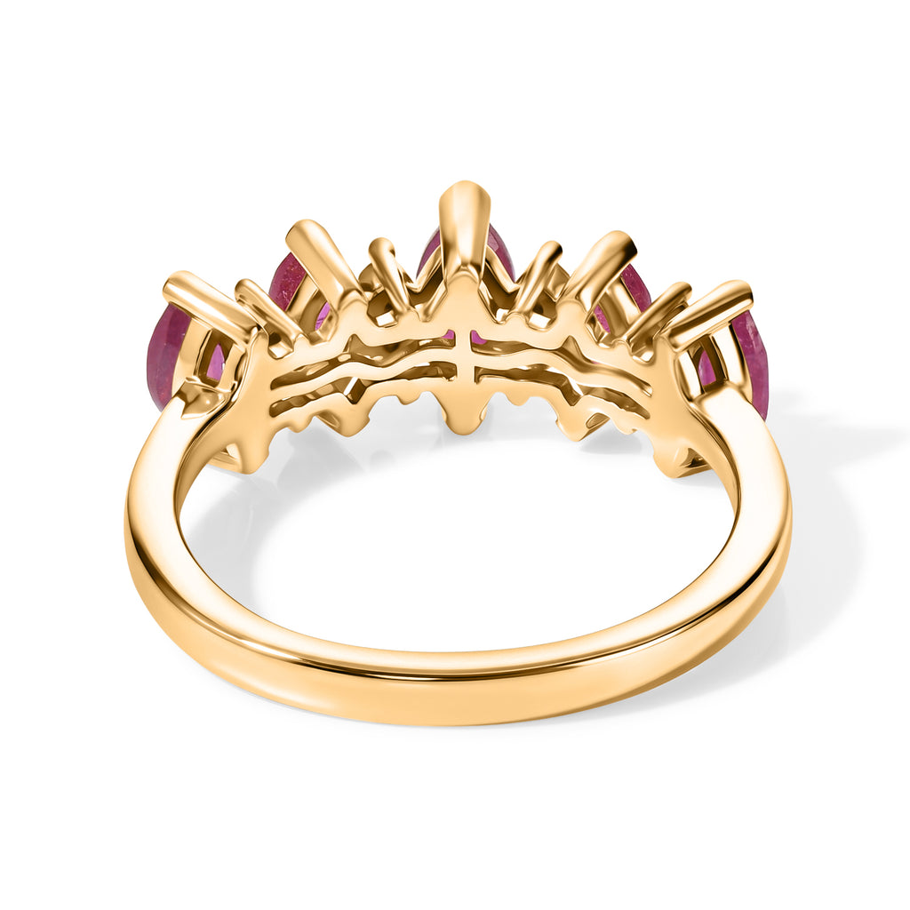 Luxuriant - African Ruby & Lab Grown Diamond (SI/G-H) Ring in Yellow Gold Plated Sterling Silver 1.30 Ct._8621389_4