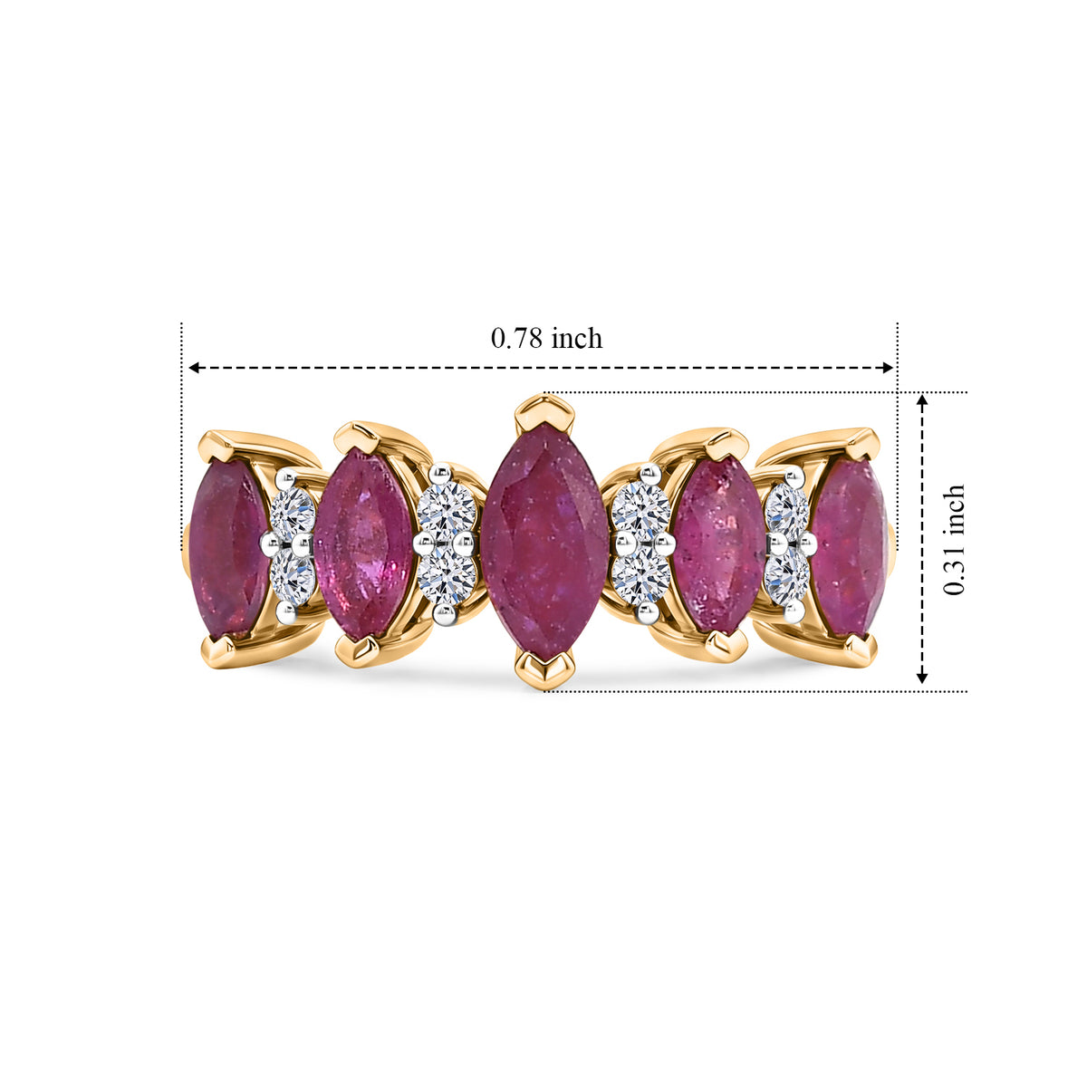 Luxuriant - African Ruby &amp; Lab Grown Diamond (SI/G-H) Ring in Yellow Gold Plated Sterling Silver 1.30 Ct. V32606009 6