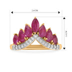 D'Joy - African Ruby & White Zircon Wishbone Ring in Yellow Gold Plated Sterling Silver 2.56 Ct._8621393_5