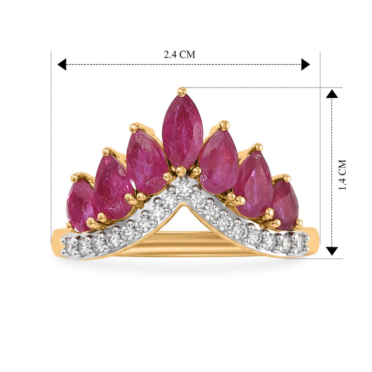 D'Joy - Premium African Ruby &amp; White Zircon Wishbone Ring in Yellow Gold Plated Sterling Silver 2.56 Ct. V32604177 6