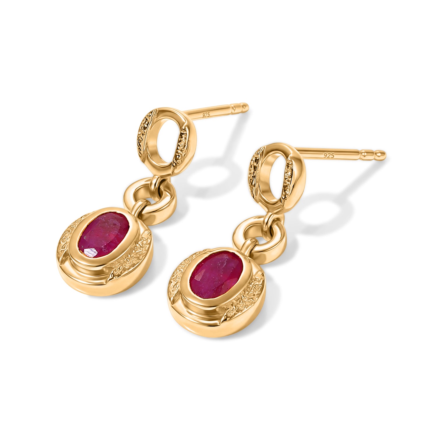 D'Joy - African Ruby &amp; White Zircon Drop Earrings in Rhodium Overlay Sterling Silver 8621422 0