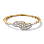 JCK VEGAS CLOSEOUT DEAL - Lab Grown Diamond (SI/G-H) Leaf Bypass Bangle (Size - 7.5) in 18K Vermeil Yellow Gold Plated Sterling Silver 3.50 Ct, Silver Wt. 20.40 Gms_8621534