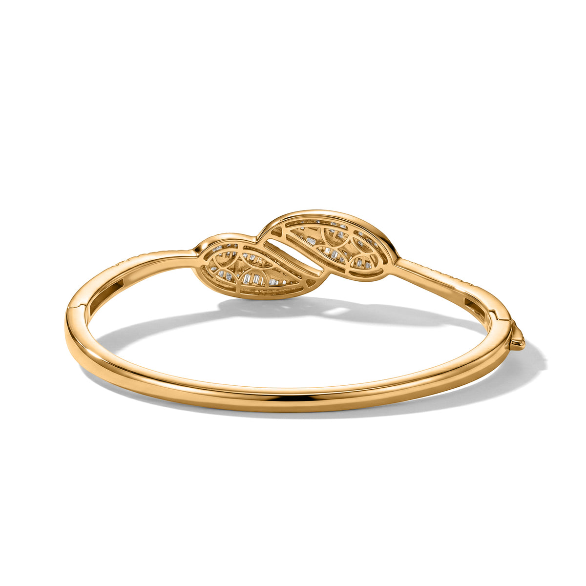 JCK VEGAS CLOSEOUT DEAL - Lab Grown Diamond (SI/G-H) Leaf Bypass Bangle (Size - 7.5) in 18K Vermeil Yellow Gold Plated Sterling Silver 3.50 Ct, Silver Wt. 20.40 Gms 8621534 3