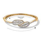 JCK VEGAS CLOSEOUT DEAL - Lab Grown Diamond (SI/G-H) Leaf Bypass Bangle (Size - 7.5) in 18K Vermeil Yellow Gold Plated Sterling Silver 3.50 Ct, Silver Wt. 20.40 Gms_8621534_5