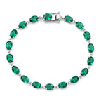 Luxuriant - AAA Lab Grown Colombian Emerald Tennis Bracelet (Size - 7.5) with GB Lock Box in Rhodium Overlay Sterling Silver 13.53 Ct._8621546