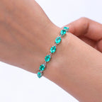 Luxuriant - AAA Lab Grown Colombian Emerald Tennis Bracelet (Size - 7.5) with GB Lock Box in Rhodium Overlay Sterling Silver 13.53 Ct._8621546_1