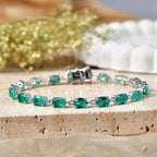 Luxuriant - AAA Lab Grown Colombian Emerald Tennis Bracelet (Size - 7.5) with GB Lock Box in Rhodium Overlay Sterling Silver 13.53 Ct._8621546_2