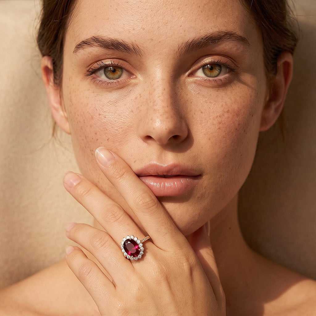 BIGGEST ONE TIME DEAL - 10K Yellow Gold AGI Certified AAA USAMBARA  Colour Change Garnet & Lab Grown Diamond (SI/G-H) Halo Ring 2.85 Ct, Gold Wt.3.40 Gms_8621589_1