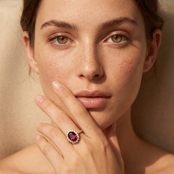 Luxuriant 10K Yellow Gold AAA Colour Change Garnet, Lab Grown Diamond GH, SI Main Stone With Side Stone Ring, Gold Wt.3.31 Gms  2.840  Ct. 8621589 2