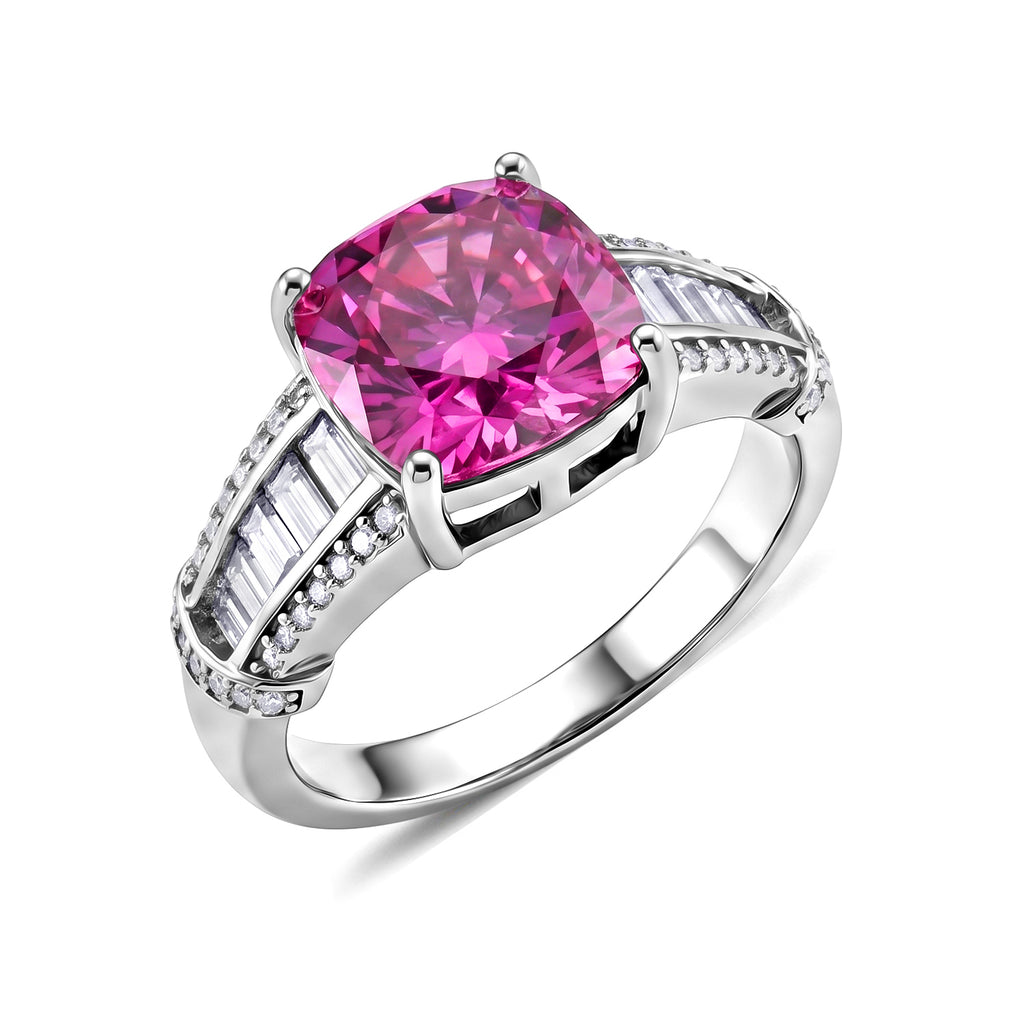 D'Joy - Pink Moissanite & Moissanite Ring in Rhodium Overlay Sterling Silver 3.57 Ct._8621963