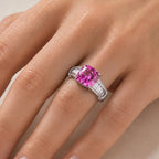 D'Joy - Pink Moissanite & Moissanite Ring in Rhodium Overlay Sterling Silver 3.57 Ct._8621963_1