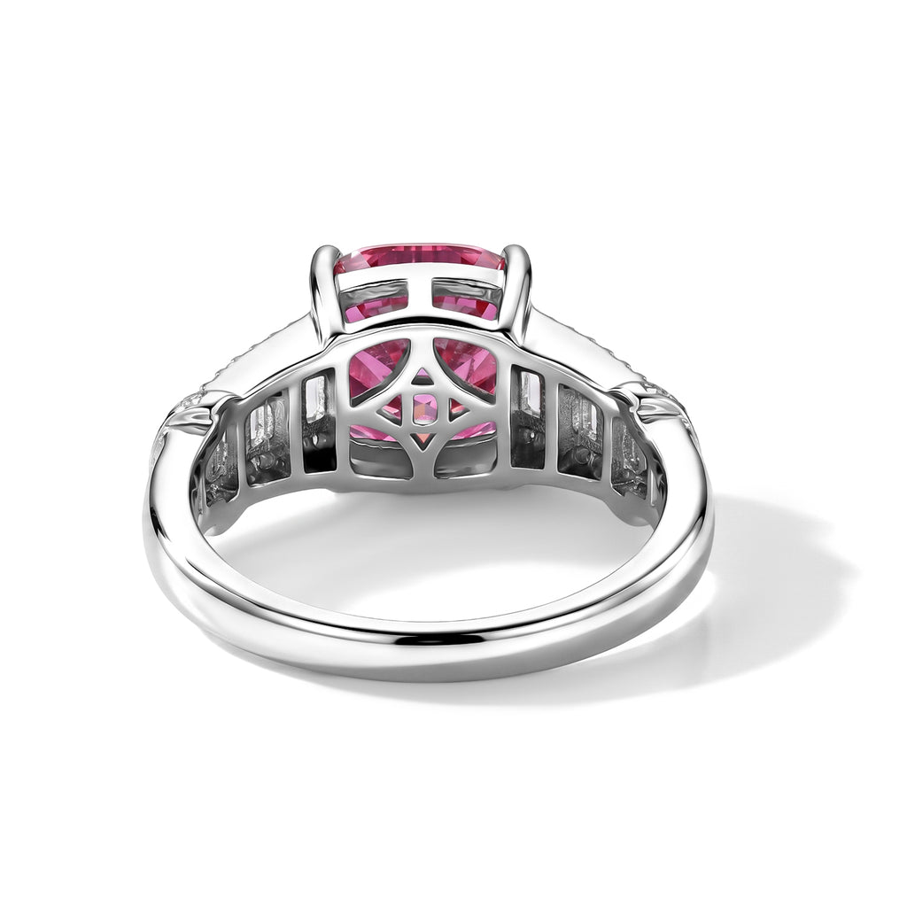 D'Joy - Pink Moissanite & Moissanite Ring in Rhodium Overlay Sterling Silver 3.57 Ct._8621963_4