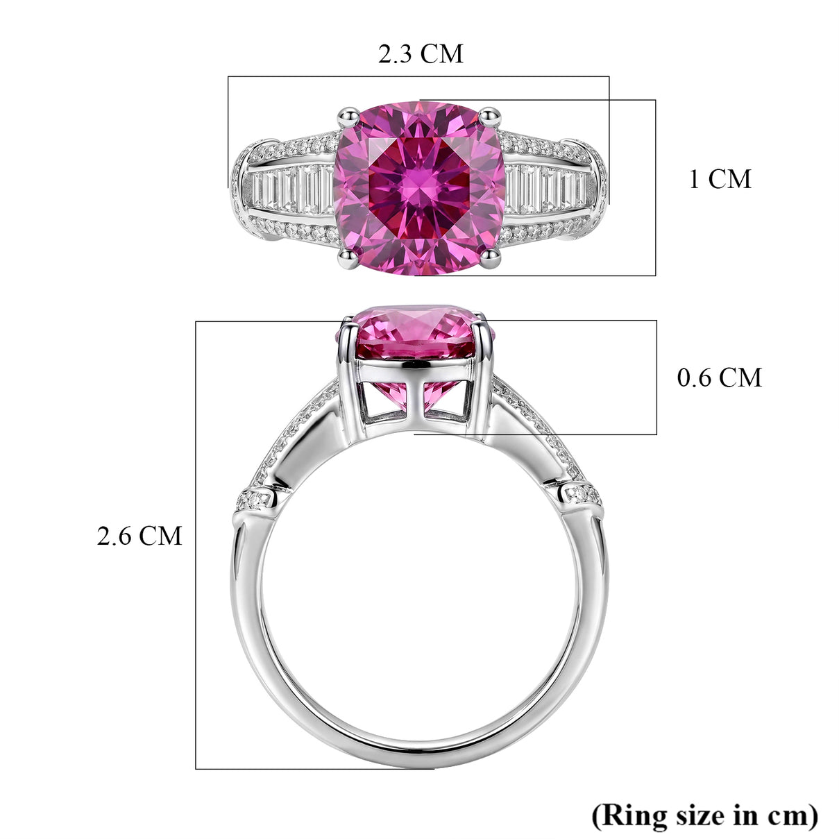 D'Joy - Pink Moissanite &amp; Moissanite Ring in Rhodium Overlay Sterling Silver 3.57 Ct. 8621963 5
