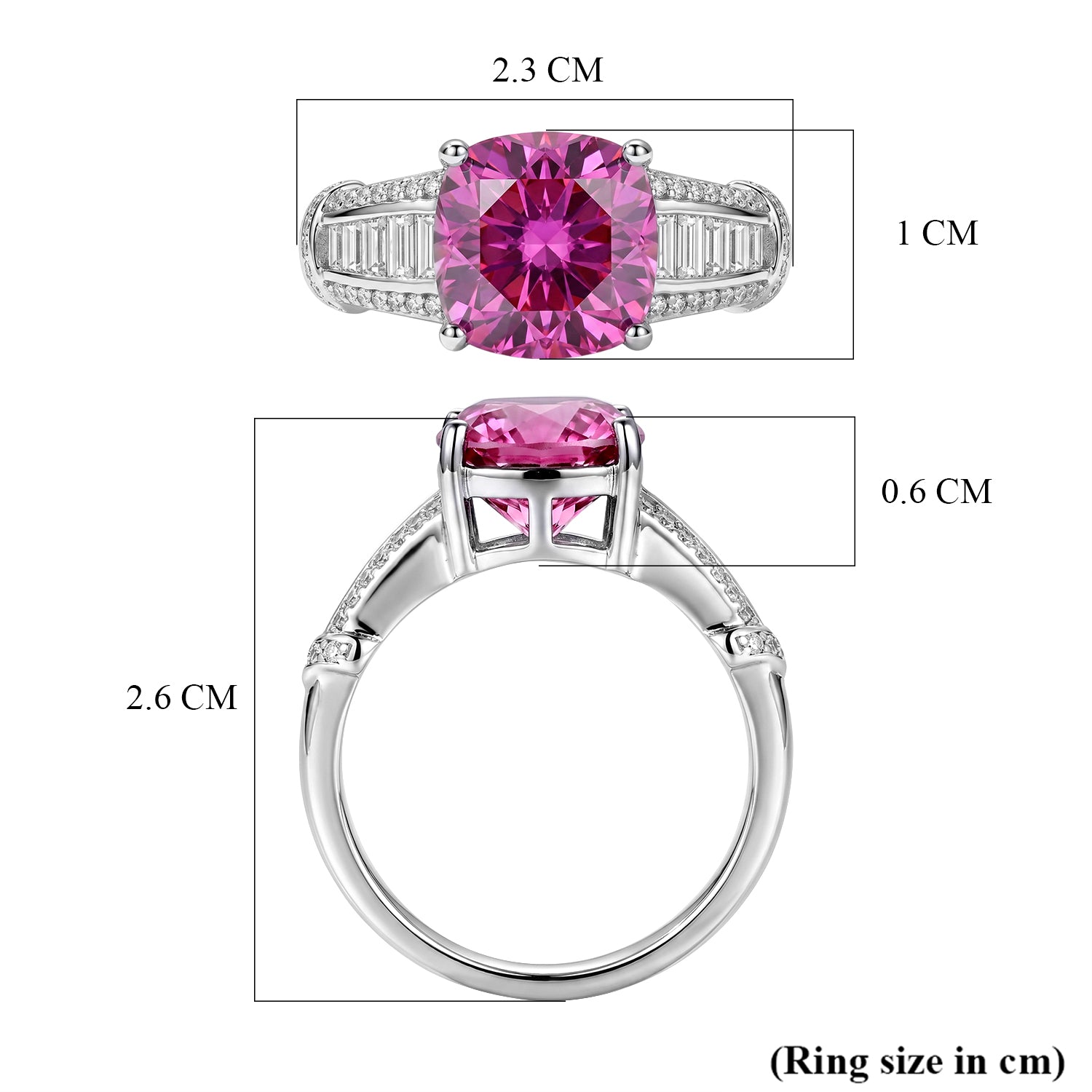 D'Joy - Pink Moissanite &amp; Moissanite Ring in Rhodium Overlay Sterling Silver 3.57 Ct. 8621963 5