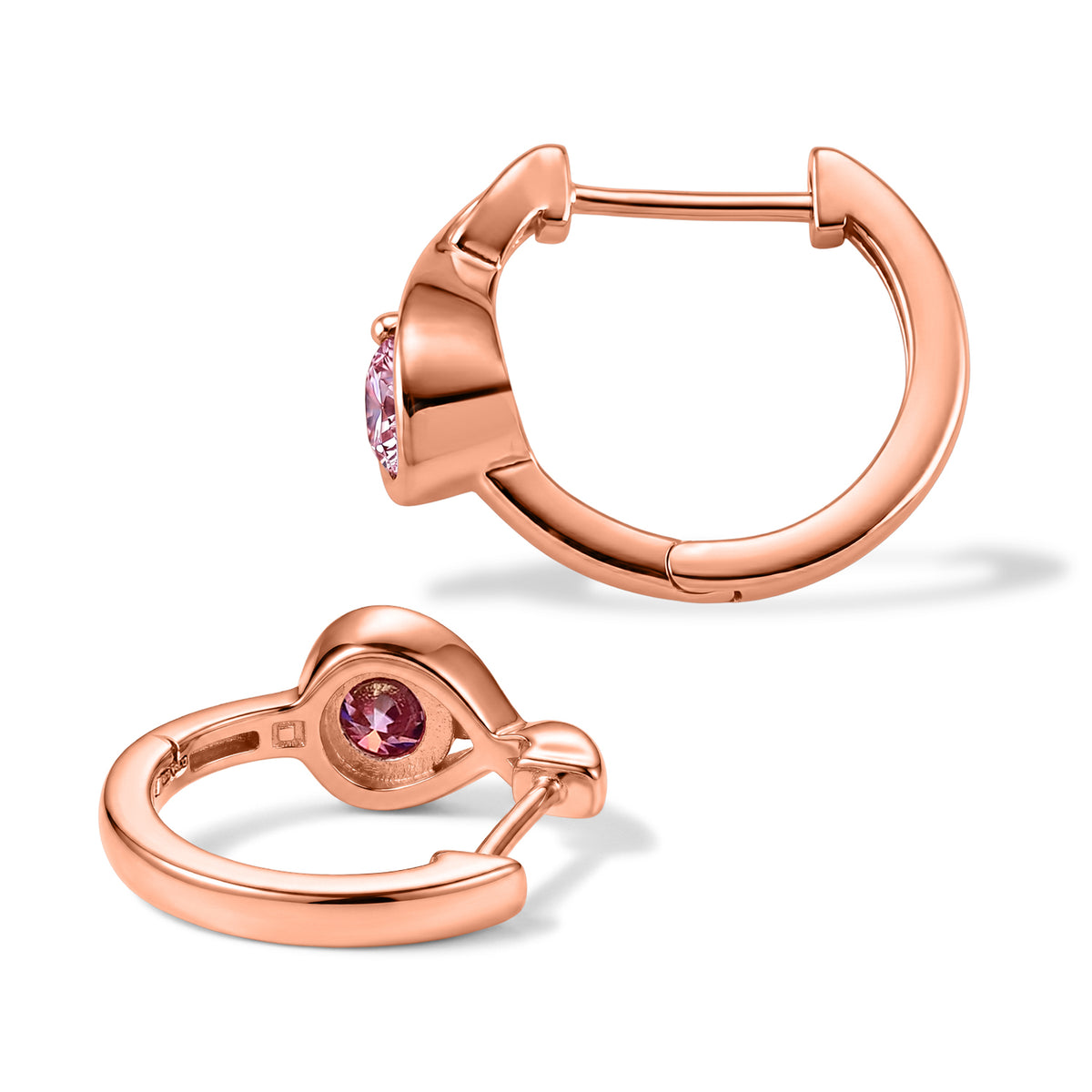 D'Joy - Pink Moissanite Hoop Earring with Clasp in Rose Gold Plated Sterling Silver V32515489 3