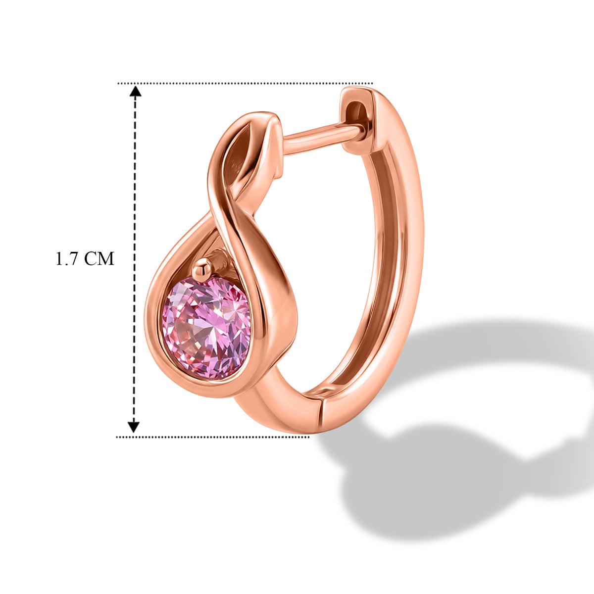 D'Joy - Pink Moissanite Hoop Earring with Clasp in Rose Gold Plated Sterling Silver V32515489 4