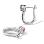 D'Joy - Pink Moissanite & Moissanite Hoop Earring with Clasp in Rhodium Overlay Sterling Silver 1.14 Ct._8621996_3