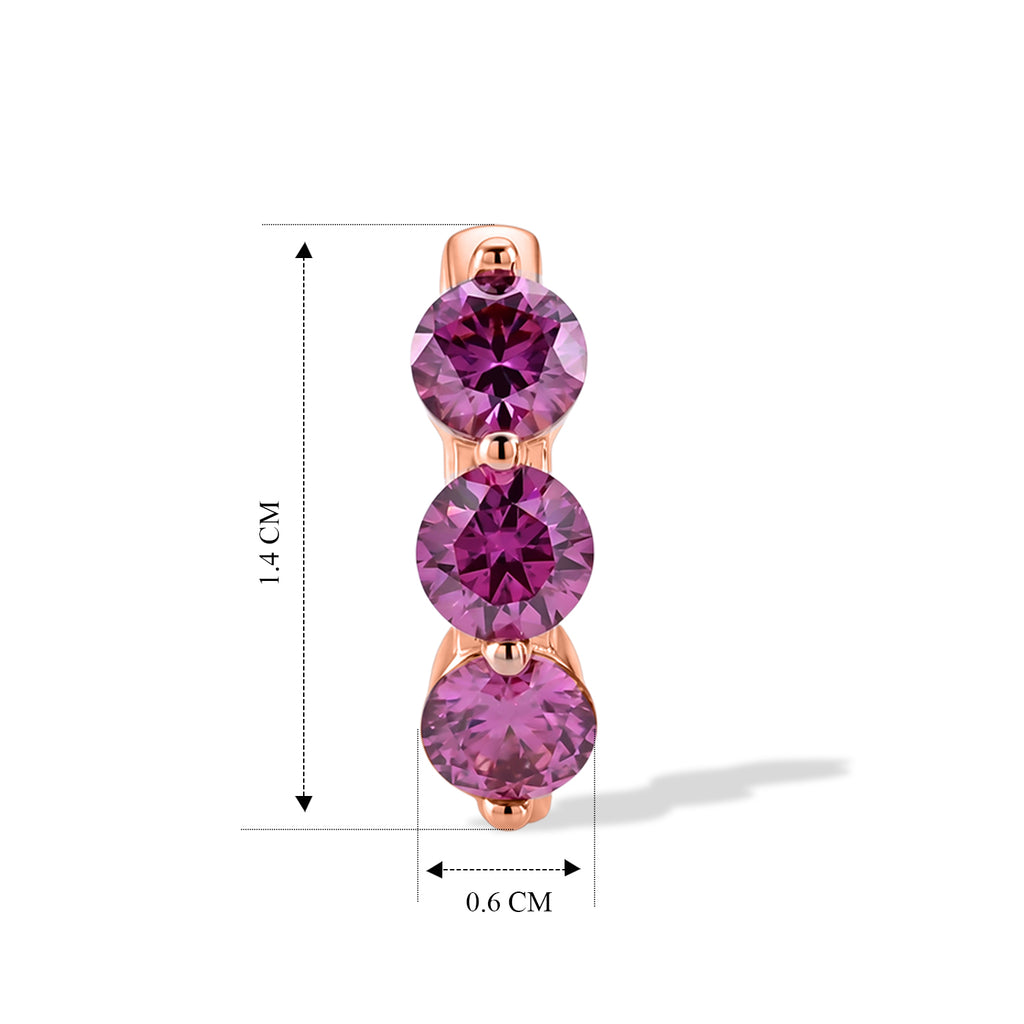 D'Joy - Pink Moissanite Trilogy Hoop Earring with Clasp in Rose Gold Plated Sterling Silver 1.44 Ct._8622079_5