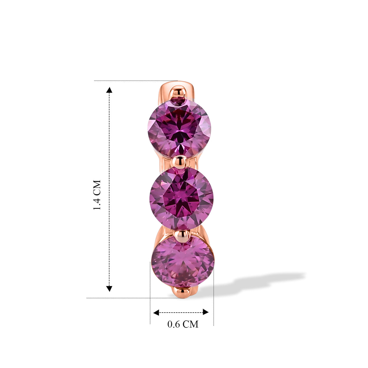 D'Joy - Pink Moissanite Trilogy Hoop Earring with Clasp in Rose Gold Plated Sterling Silver 1.44 Ct. V32490415 4