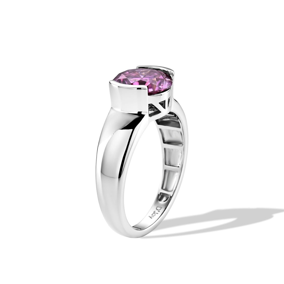 D'Joy - Pink Moissanite Solitaire Ring in Rhodium Overlay Sterling Silver 2.50 Ct. V32667241 4