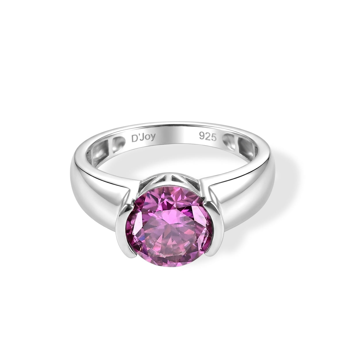 D'Joy - Pink Moissanite Solitaire Ring in Rhodium Overlay Sterling Silver 2.50 Ct. V32597162 0