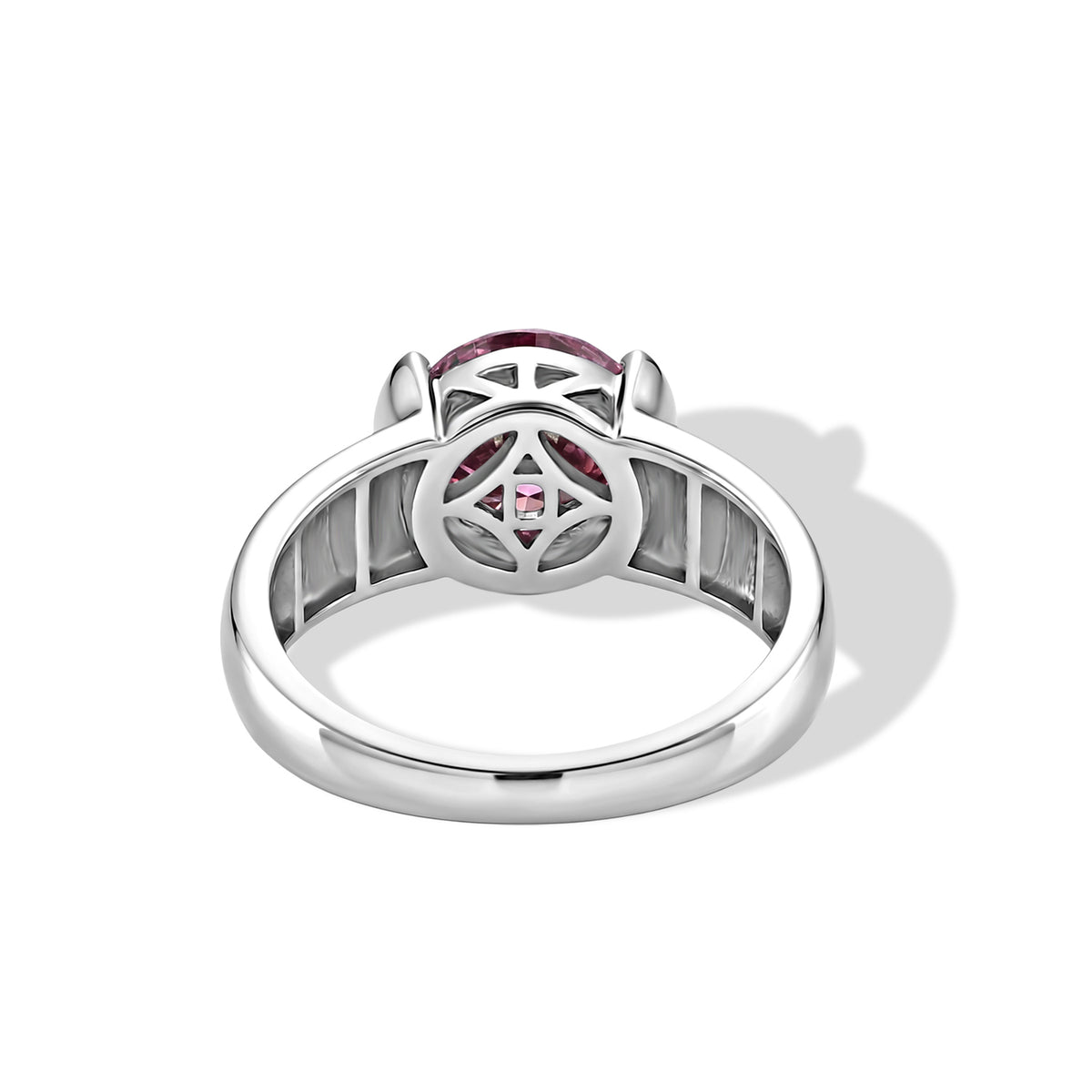 D'Joy - Pink Moissanite Solitaire Ring in Rhodium Overlay Sterling Silver 2.50 Ct. V32597162 4