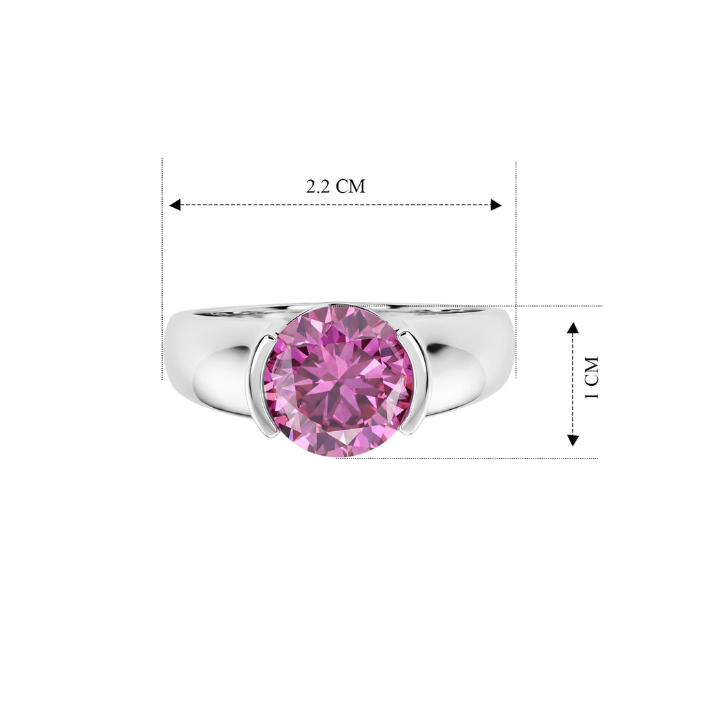 D'Joy - Pink Moissanite Solitaire Ring in Rhodium Overlay Sterling Silver 2.50 Ct._8622093_5