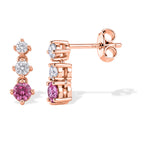 D'Joy - Pink Moissanite & Moissanite Drop Earring with Push Back in Rose Gold Plated Sterling Silver_8622109