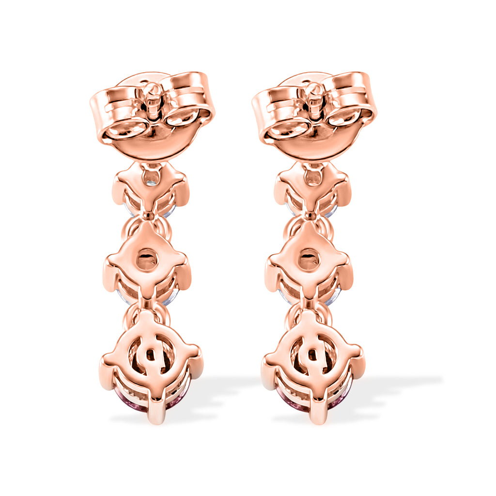D'Joy - Pink Moissanite & Moissanite Drop Earring with Push Back in Rose Gold Plated Sterling Silver_8622109_3