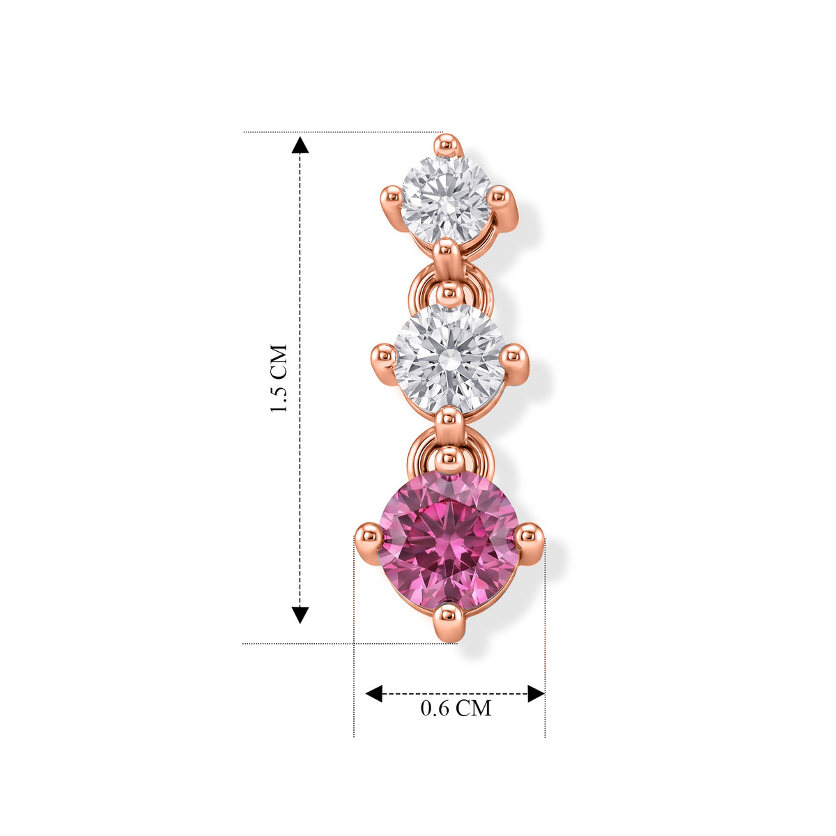 D'Joy - Pink Moissanite &amp; Moissanite Drop Earring with Push Back in Rose Gold Plated Sterling Silver V32515915 4