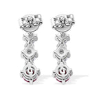 D'Joy - Pink Moissanite & Moissanite Drop Earring with Push Back in Rhodium Overlay Sterling Silver_8622111_3