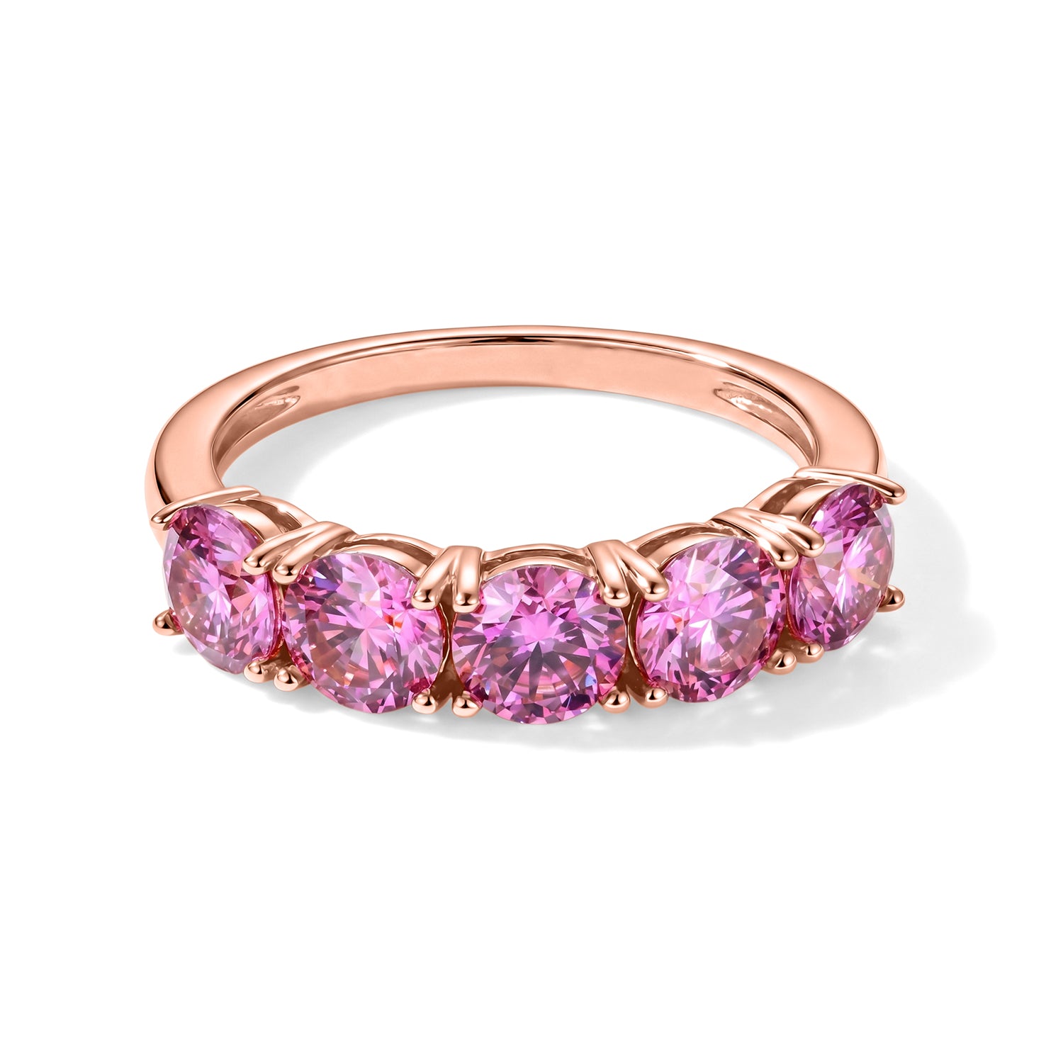 D'Joy - Pink Moissanite 5 Stone Band Ring in Rose Gold Plated Sterling Silver 2.25 Ct. 8622141 0