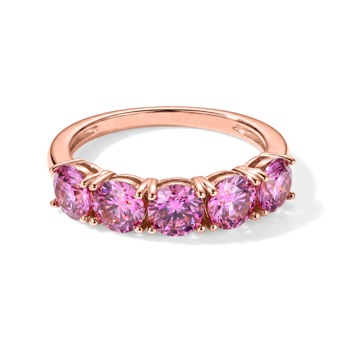 D'Joy - Pink Moissanite 5 Stone Band Ring in Rose Gold Plated Sterling Silver 2.25 Ct. 8622141 1