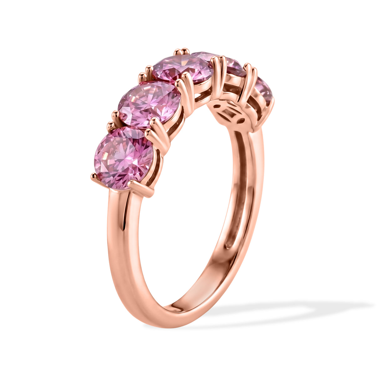 D'Joy - Pink Moissanite 5 Stone Band Ring in Rose Gold Plated Sterling Silver 2.25 Ct. 8622141 3